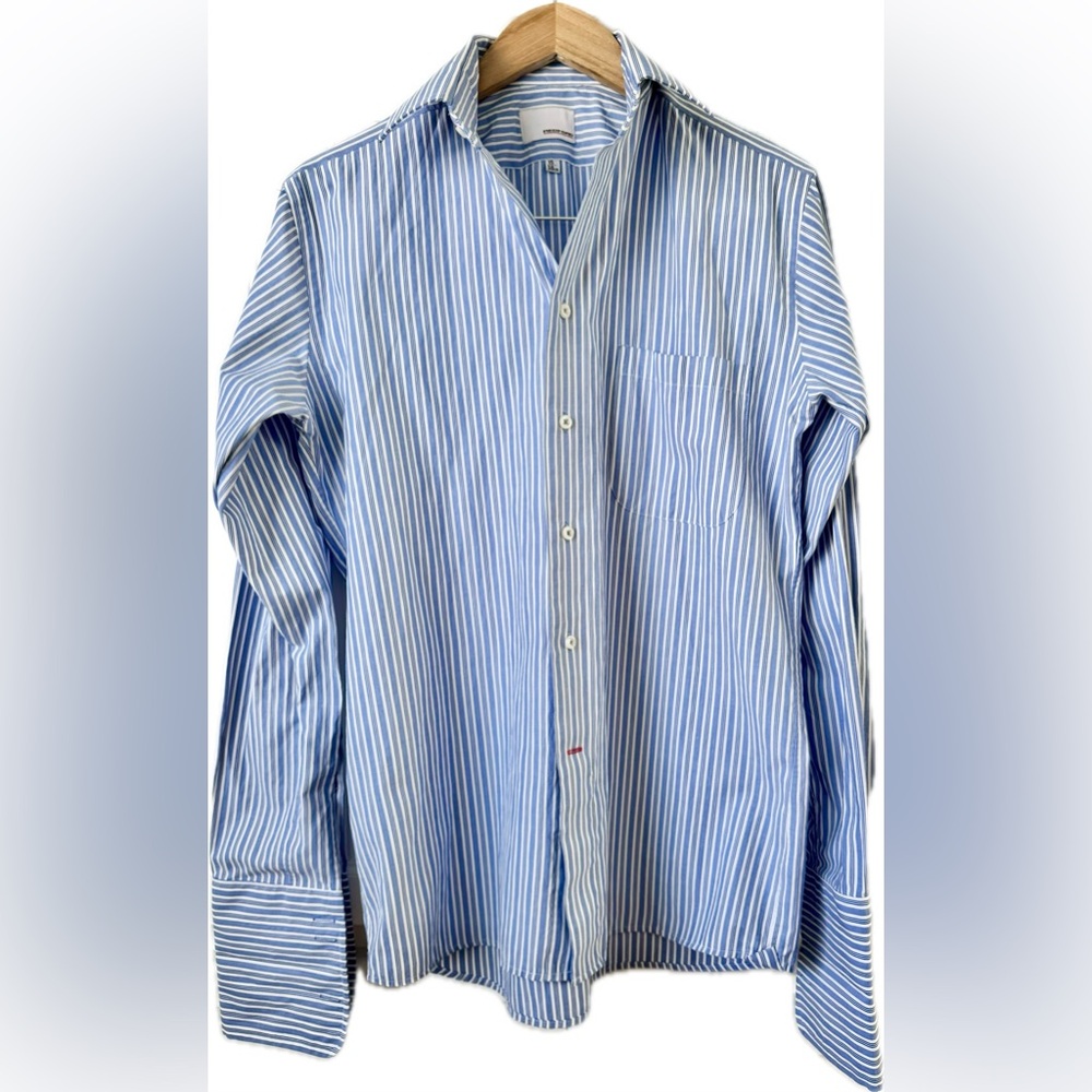 Redford Men's Blue and White Striped Dress Shirt